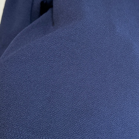 Green Envelope | Navy Puff-Sleeve Blouse – Structured Knit Top | Size L - Picture 4 of 8